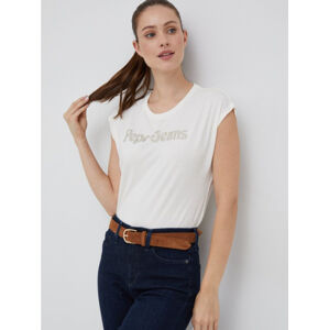 Pepe Jeans dámské krémové tričko - XL (808)